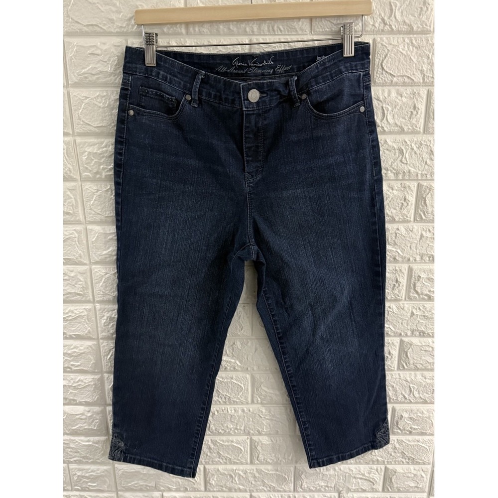 GLORIA VANDERBILT WOMENS JEANS SIZE 8 JORDYN CROPPED DENIM‎ DARK WASH
